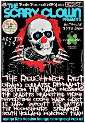 Skate-aid 5 DIY Punk gig featuring the Roughneck Riot and Remnants