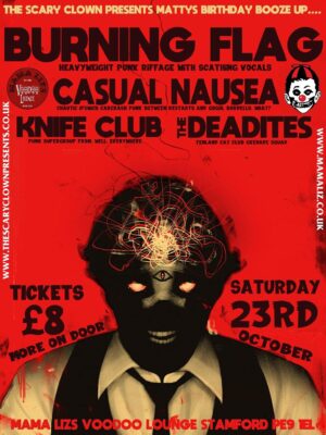 Burning Flag + Knife Club + Casual Nausea gig poster